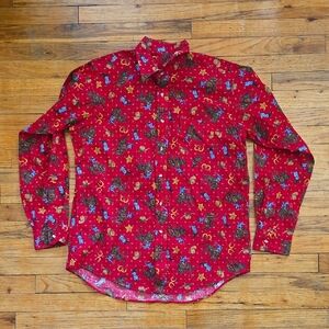 Men's Red Western Print Large Shirt